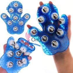 Accesoriu pentru masaj anticelulitic manusa cu bile metalice, Anti-Cellulite Massager art 24066 Albastra